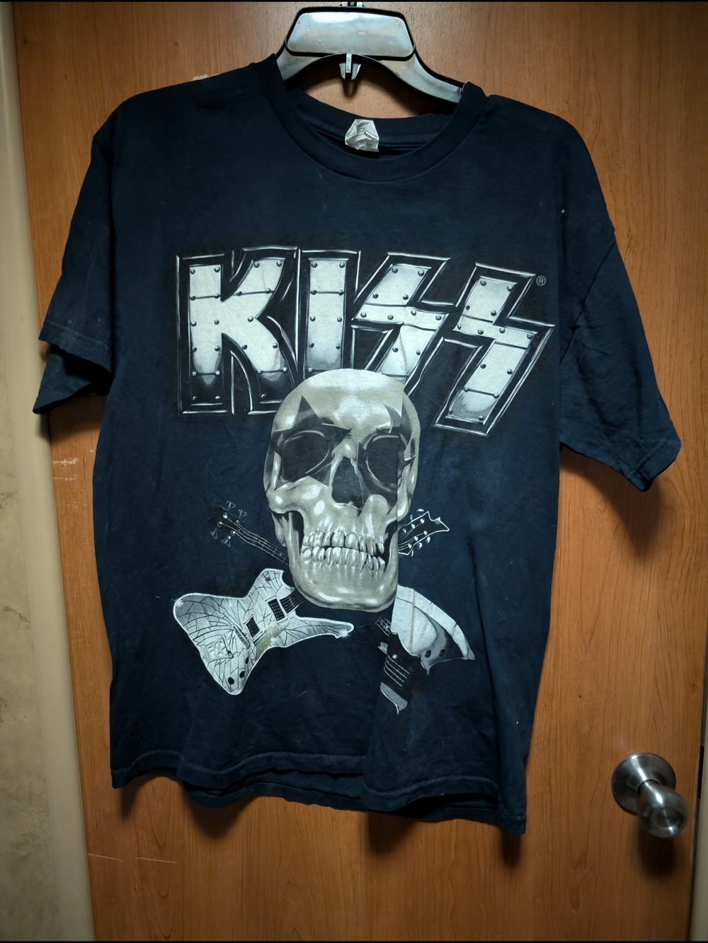 Alstyle Black T-Shirt with White & Gray Band Graphic